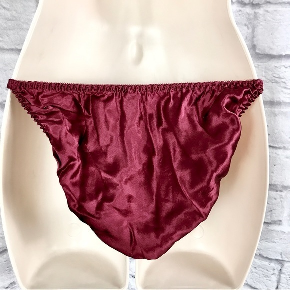 NWT VINTAGE SILK Beading and Sequins String Bikini‎ Victoria’s Secret Burgundy - Picture 4 of 7